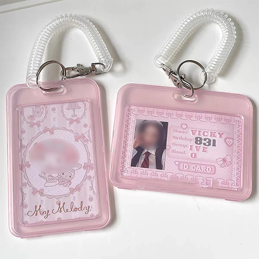 SKYSONIC Pink Kpop Photo Card Holder Anti-lost Keychain 3 Inch Transparent Idol Protective Case Bag Bus Cards Sleeves Supplis 6