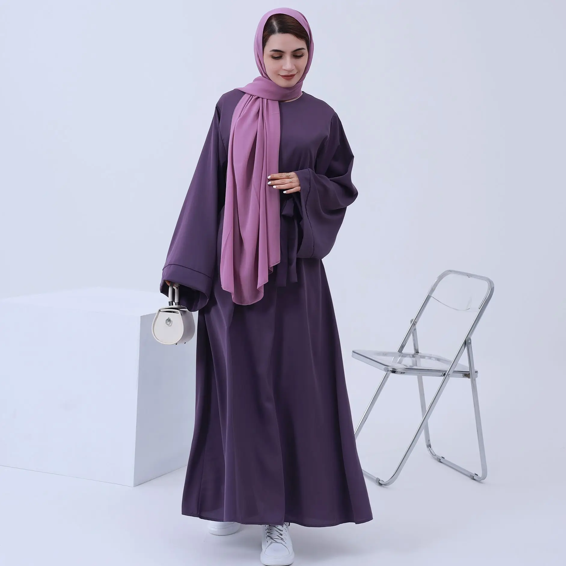 DAZCOS Women's Muslim Abaya Dress With Hijab - Long Sleeve Modest Outfit For Dubai, Prayer, And Special Occasions