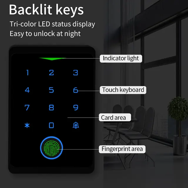 Outdoor Tuya App Wifi Access Control System Kit Set Waterproof RFID EM Fingerprint Keypad + 180Kg Electric Magnetic Strike Locks 4