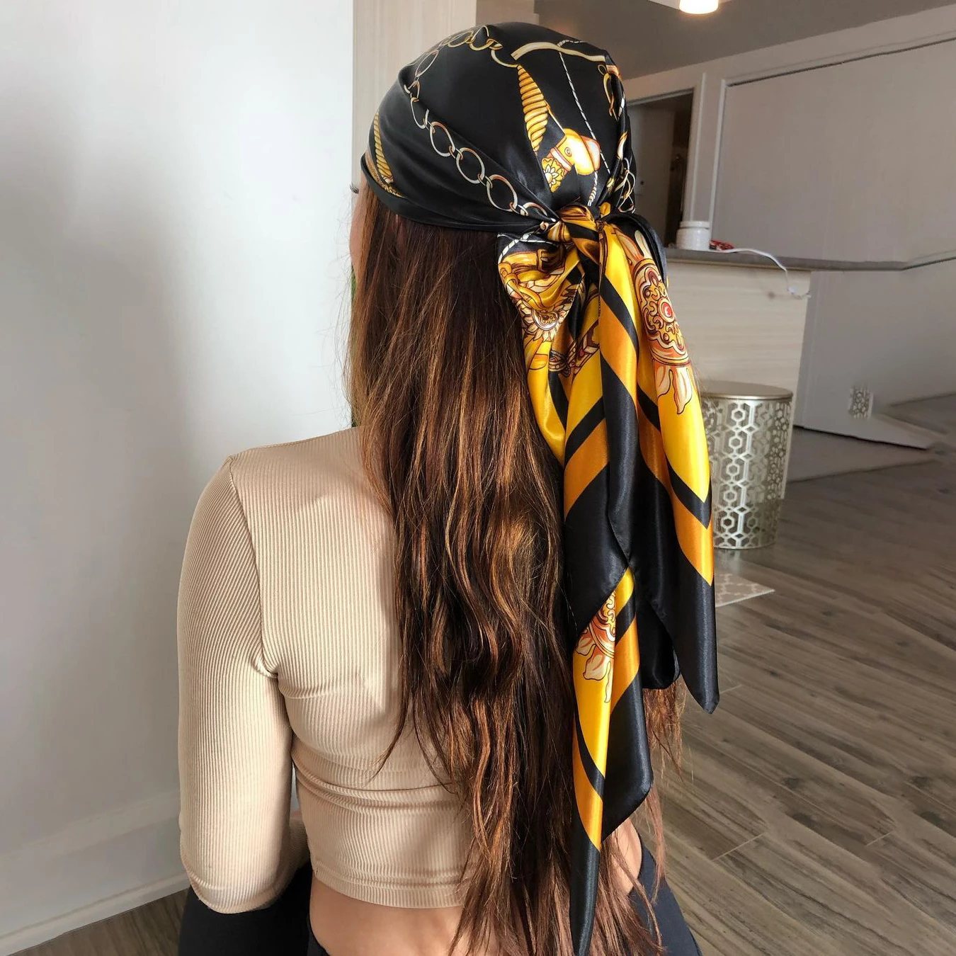 Bufanda para el pelo de 90x90cm mujer, Foulard de flores hermosas, chal de satén suave, pañuelo cuadrado de seda, pañuelo para el cuello| | - AliExpress