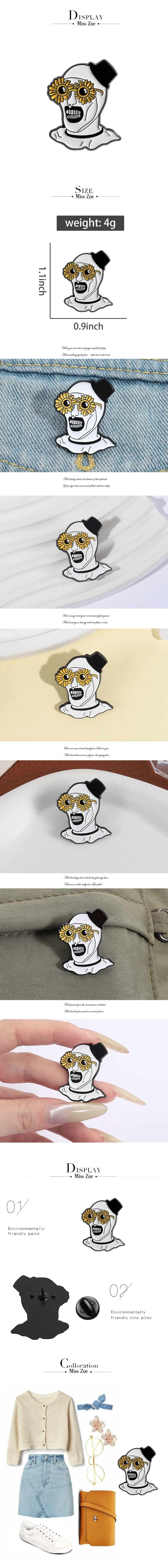 Clown Charakter Emaille Pins Benutzerdefinierte Sonnenblume Brille Broschen Revers Abzeichen Kleidung Punk Schmuck Geschenk für Kinder Freunde – Detail 1