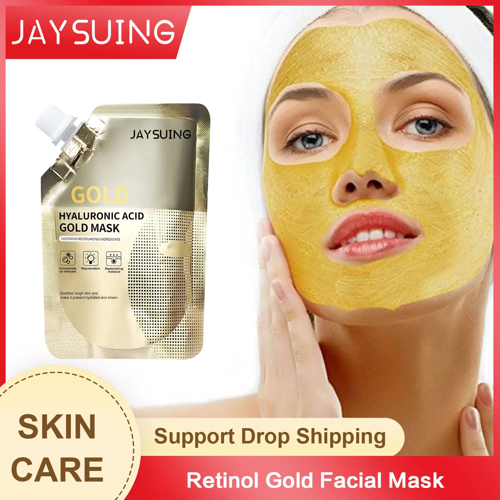 Retinol Gold Facial Mask Firming Fine Lines Anti-W-rinkle Clear Pore Removes Blackheads Moisturizing Nourishing Peeling off Mask