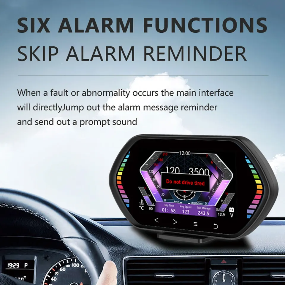 Display HUD Orton F12 Per Auto - OBD2 GPS, Tachimetro, Allarmi, Per Sicurezza Guida - Foto 5