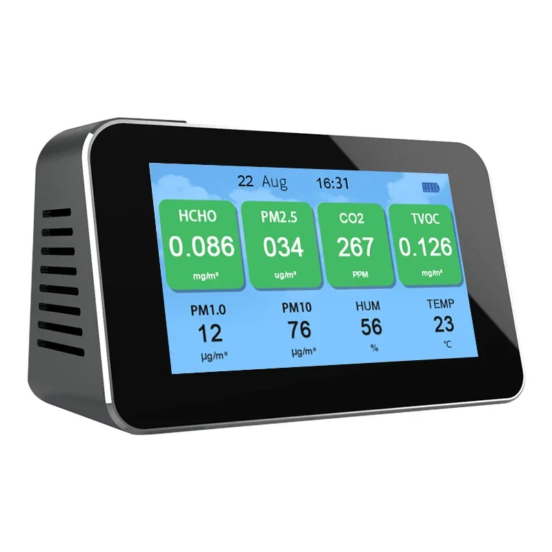 

Air Quality MonitorFormaldehyde(HCHO) Detector auto gas analyzer PM2.5/TVOC NDIR CO2 Sensor gas detector with LCD display