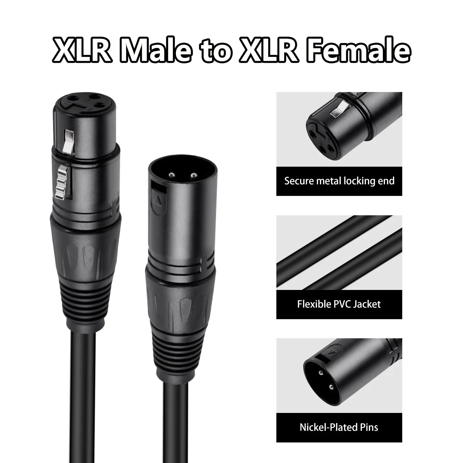 XLR cable connection line 3Pin male to female signal control line, par light sur