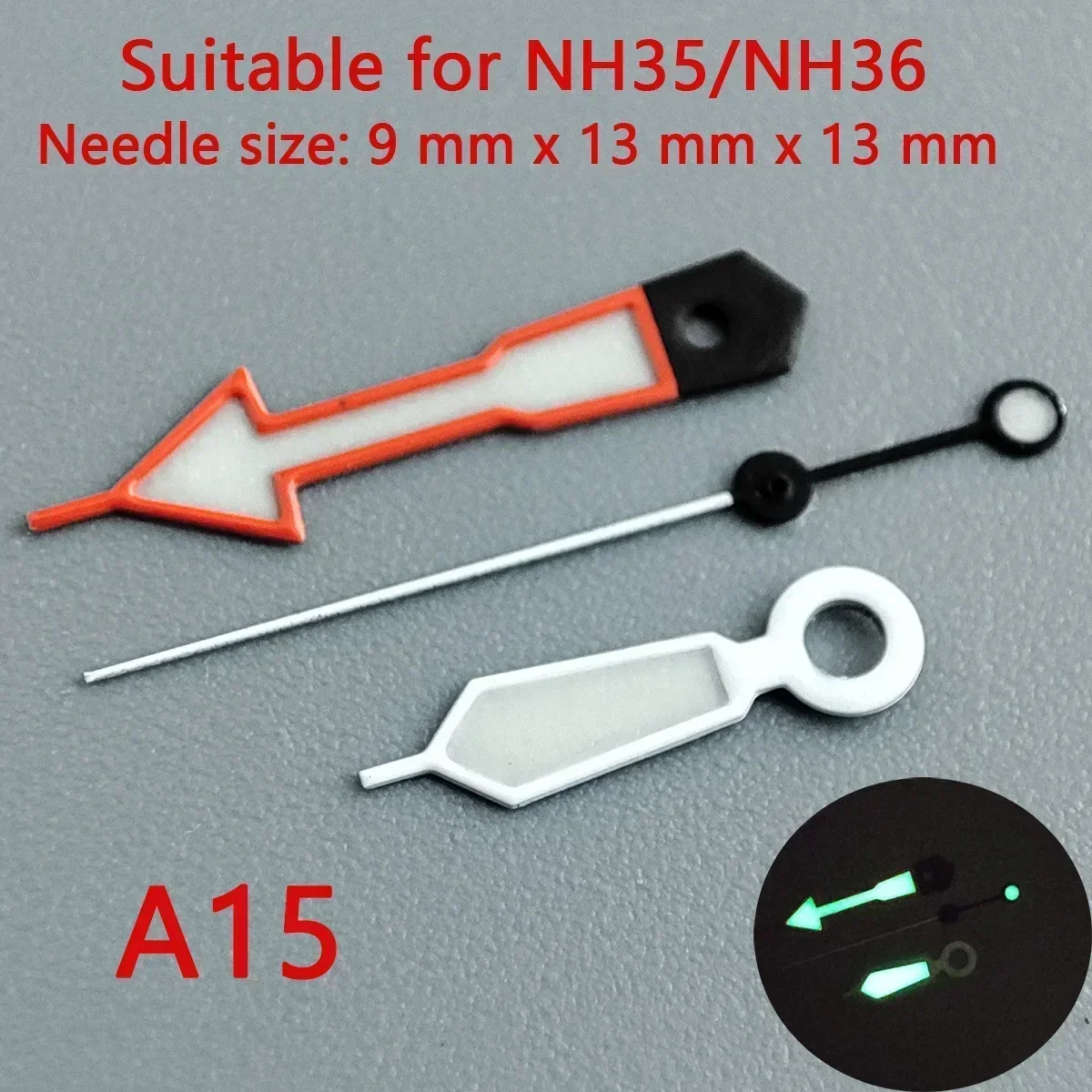 Premium 904L Silver Watch Hands with Green Luminous Accents - Wholesale Watch Accessories