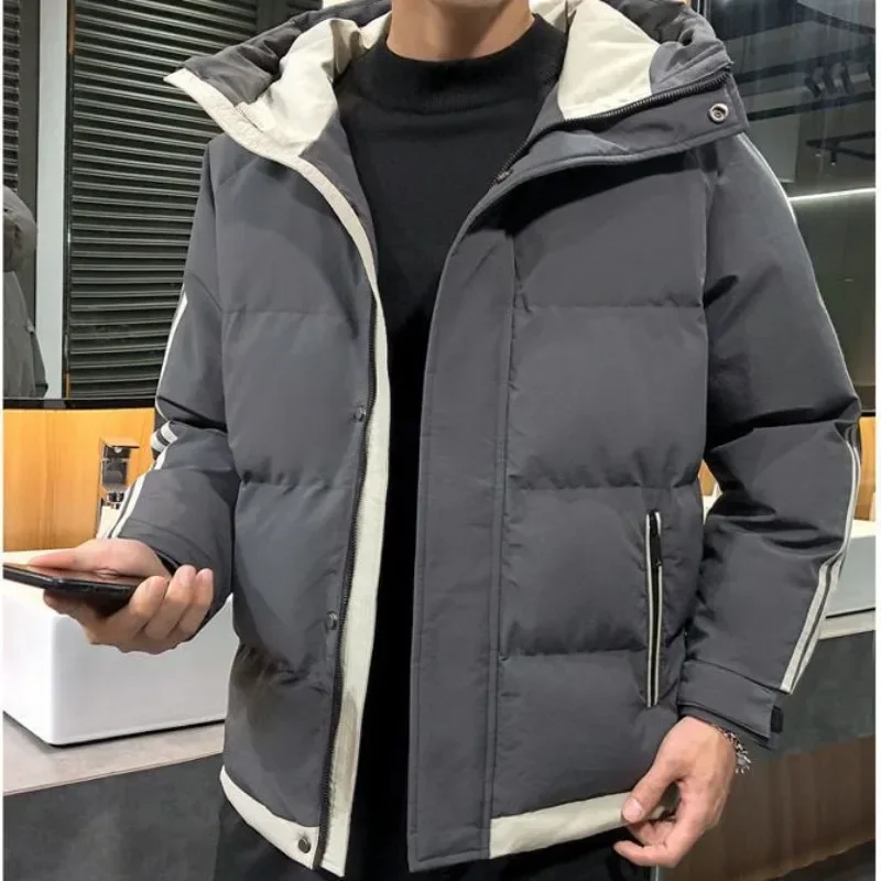 

Male Padded Coats Hooded Men's Down Jacket Korean 2023 Padding Fashion Parkas Winter Outerwear Cheap Clothes Outerwears Korea