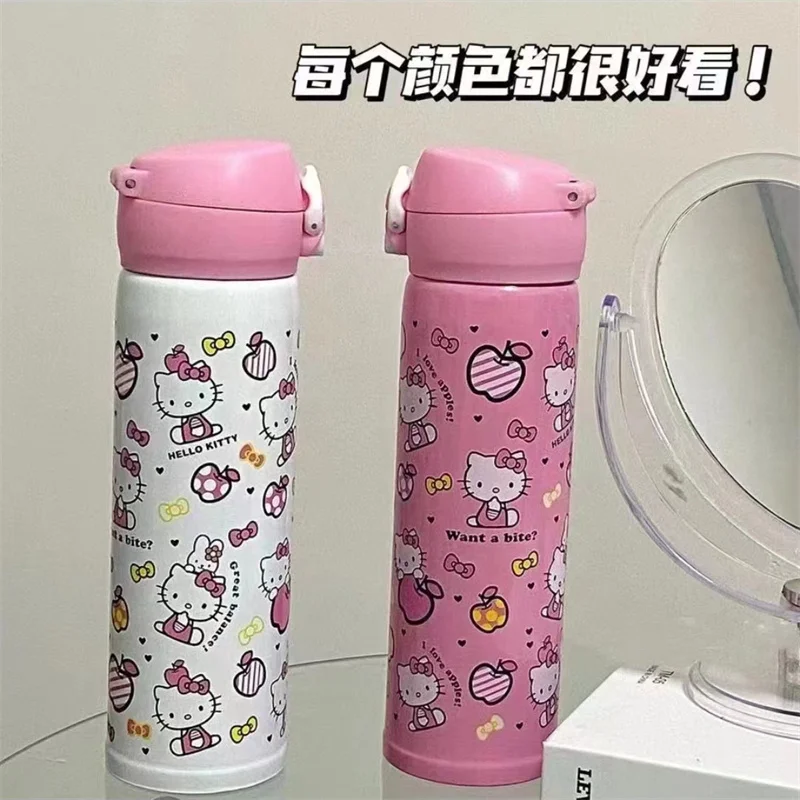 350/500ml Hello Kitty For Child Insulated Water Bottle New Kid Thermos Pink Cartoon Stainless Steel Thermal Bottle Festival Gift