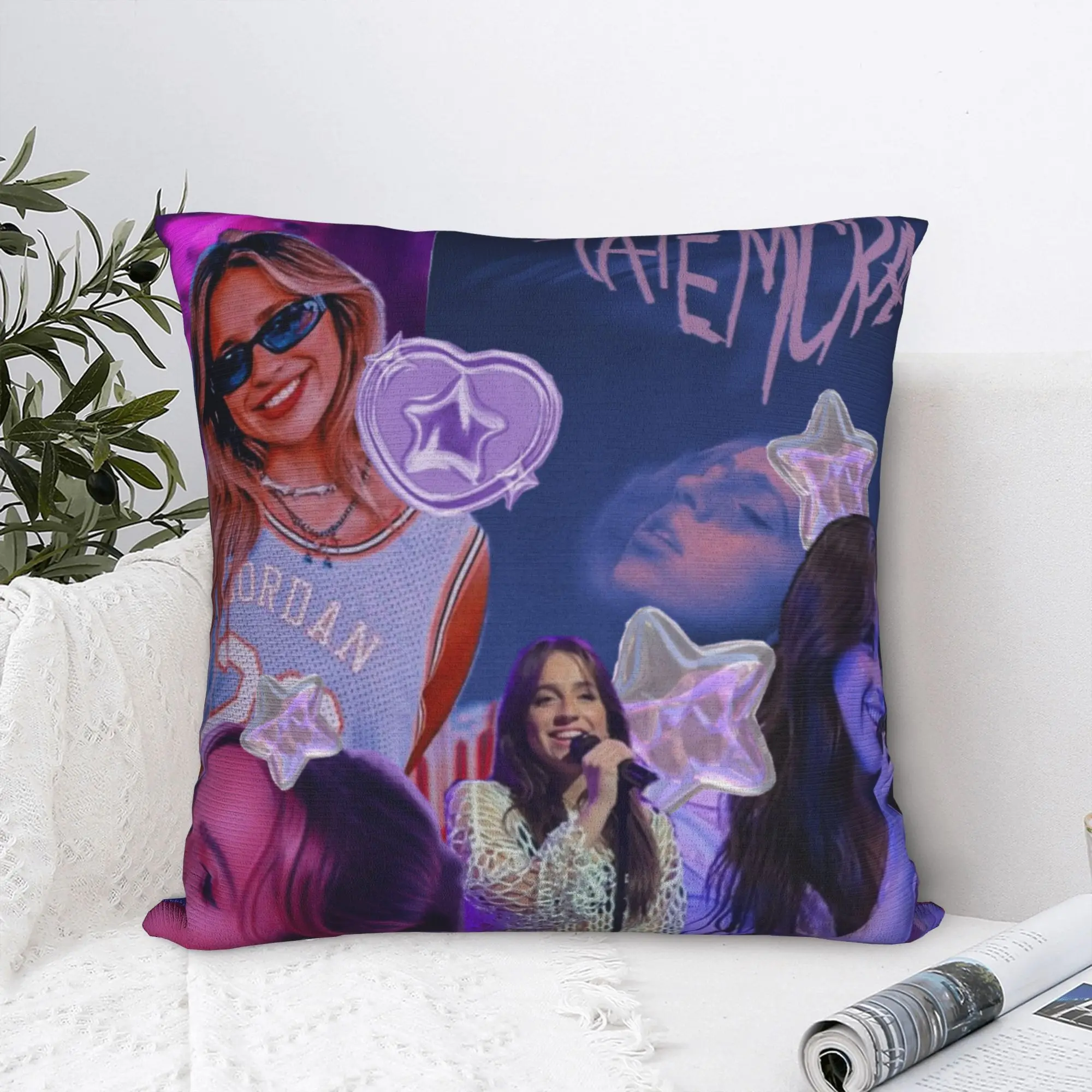 Decorative Pillowcase Featuring Pop Singer Tate McRae - Square Style Multi-Size