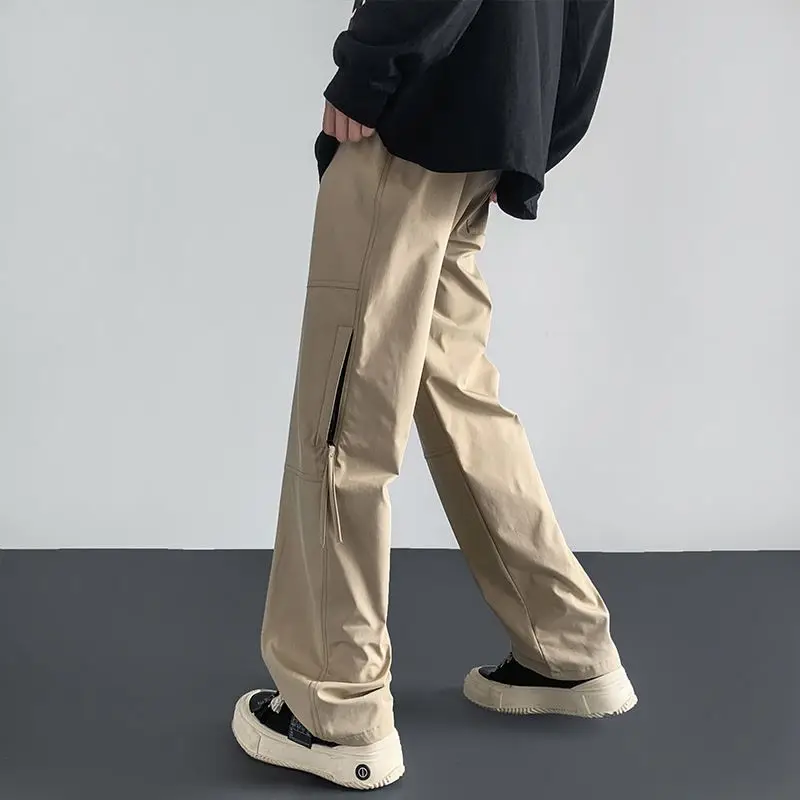 Spring Summer New Fashion Men's Clothing High Waist Pockets Ropa Hombre Solid Loose Korean Style Straight Cylinder Casual Pants