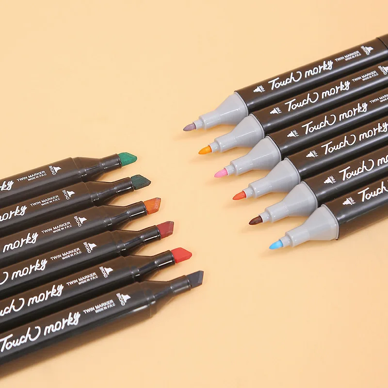 Vibrant Oily Marker Pen Set - Dual-Tip Art Brush