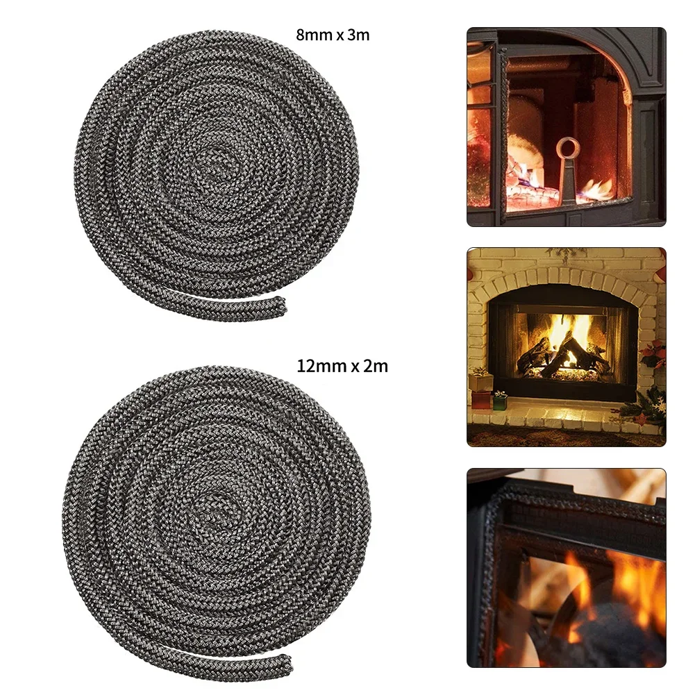 Black Stove/Fire Rope Wood Burning Stove Length Log Burner Door Seal 8mm X 300cm 12mm X 2m For Boiler Stoves Parts 1pcs