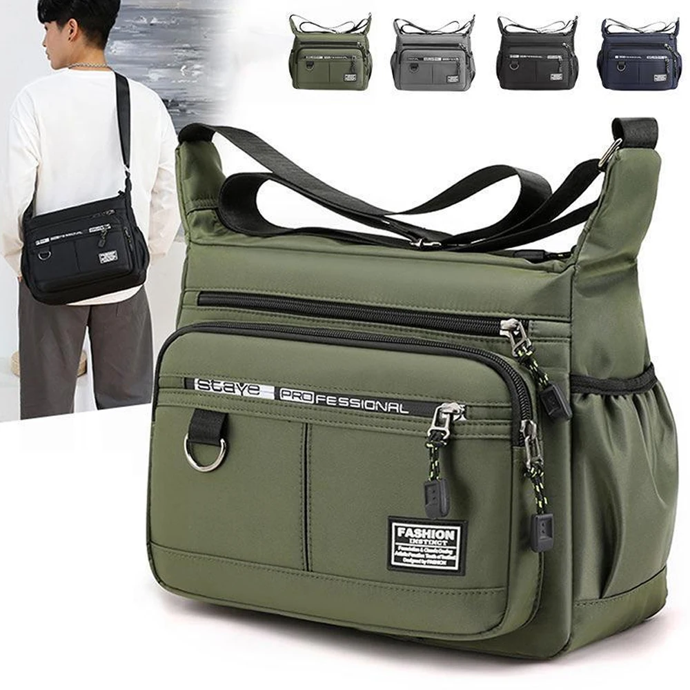 Men's Messenger Crossbody Shoulder Bags Men Small Sling Pack for Work Business Waterproof Oxford Packs Satchel Purse