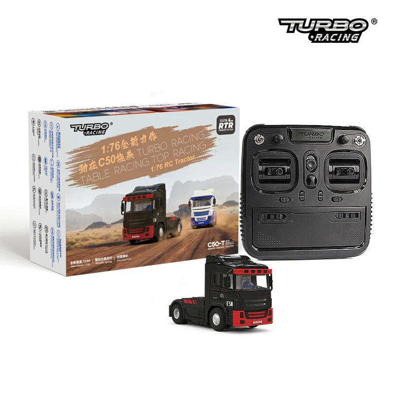 Détail des roues et châssis du camion semi-remorque télécommandé Turbo Racing 1:76 C50 RC