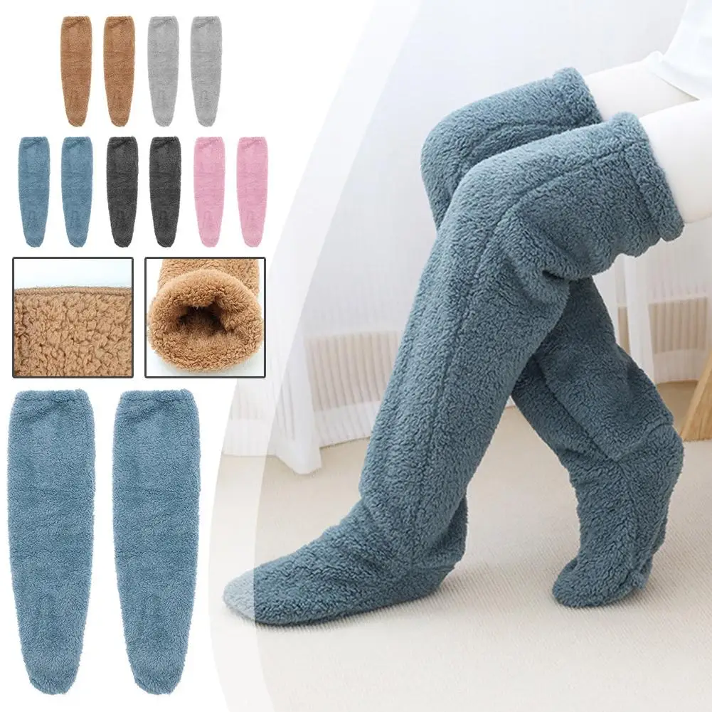 

Over Knee High Fluff Long Socks Sock Slippers for Women Warm Socking Leg Cover Knee Stockings Leg Warmers Winter O0O9