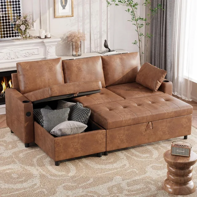 Sofa Bed Faux Leather Convertible Chair Recliner Sofa Set Leather