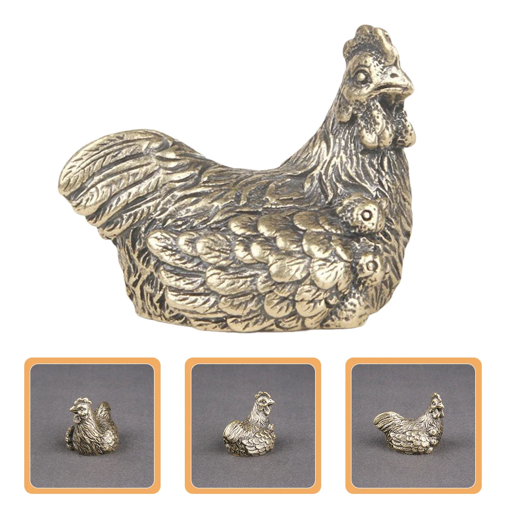 

Chicken Statue Sculpture Small Brass Hen Decoration for Desktop