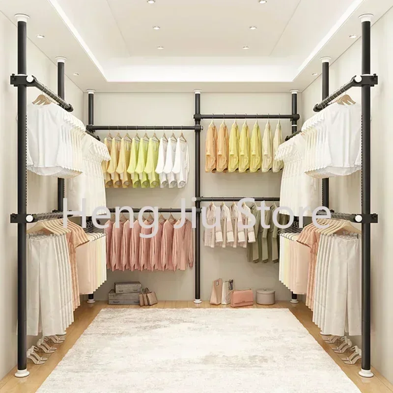 Dressing Rooms Hanger Floor Clothes Racks Clothing Shoe Floor Bedroom Garment Rack Rail Free Standing Furniture