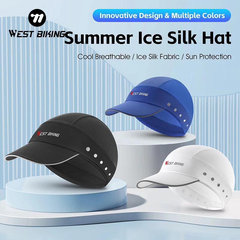 

WEST BIKING Outdoor Sports lce Silk Hat Quick-Drying Mesh Fishing Riding Reflective Brim Helmets Liner Hat Cap Cycling Equipment