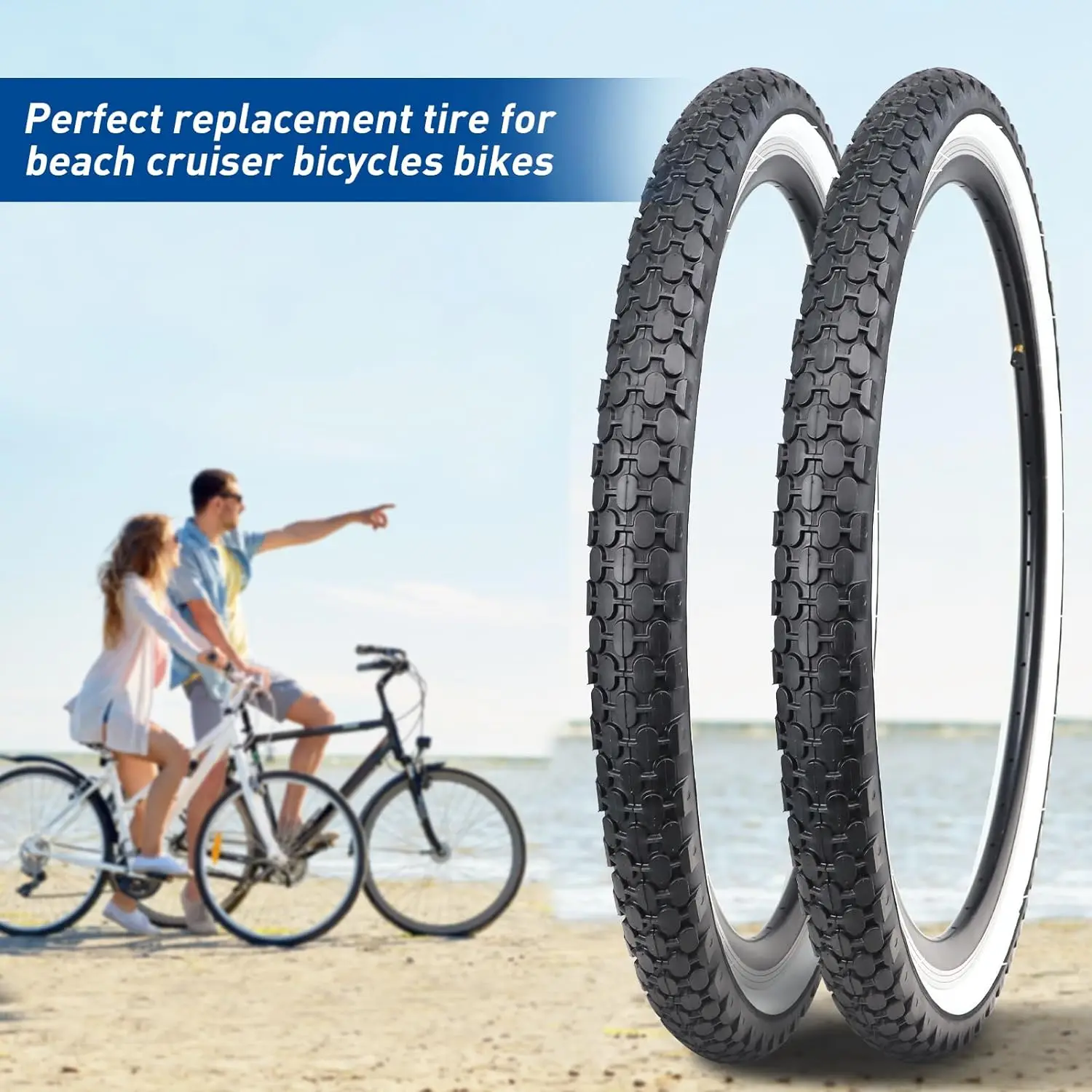 Fatbike 26 Zoll Reifen Beachcruiser-Reifen 26 X 2,125 Weiße Seitenwand Reifen 26x2