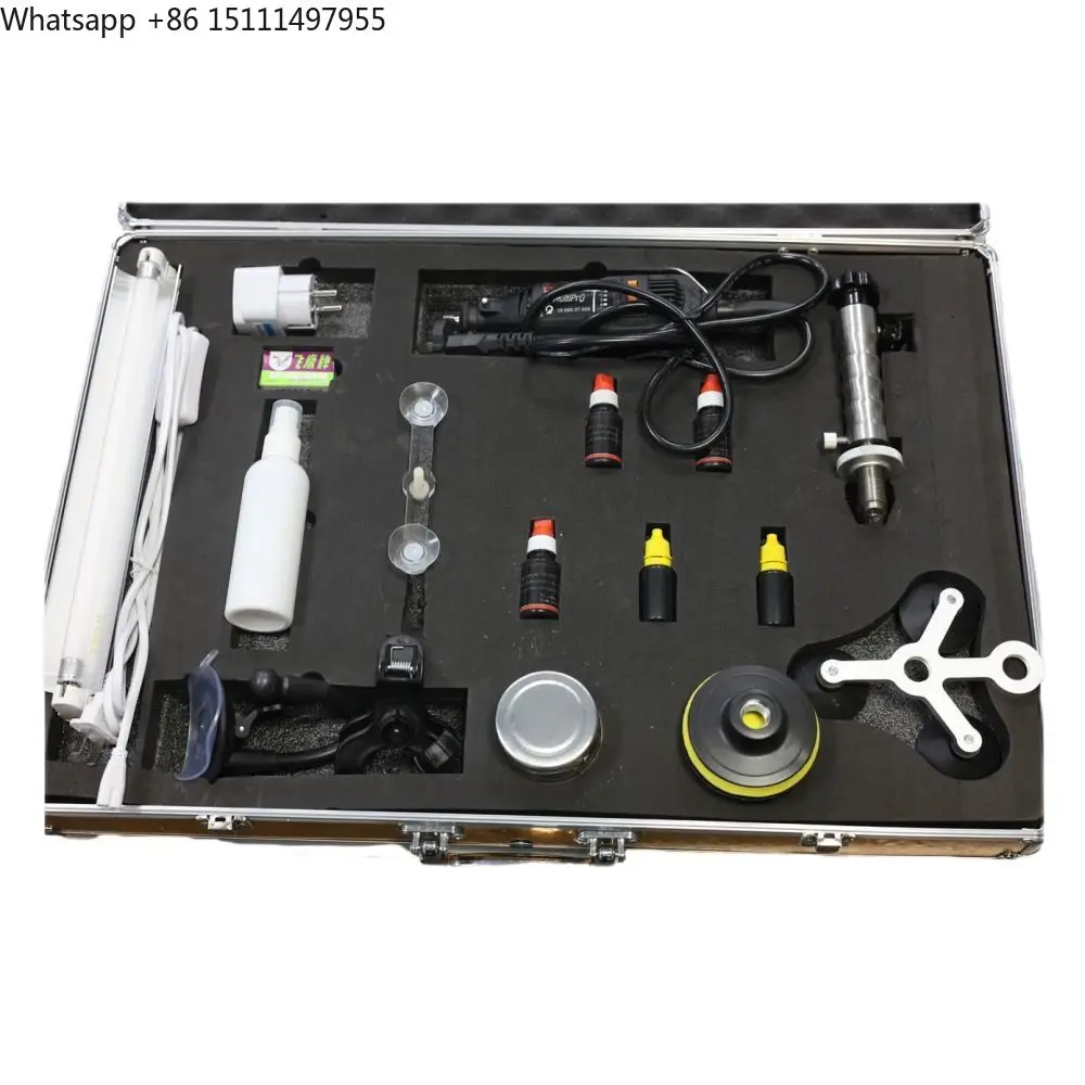 자동차 앞 유리 수리 키트, 자동차 유리 균열 수리 전문가용 액세서리 도구 상자, 스테인리스 스틸 진공 펌프