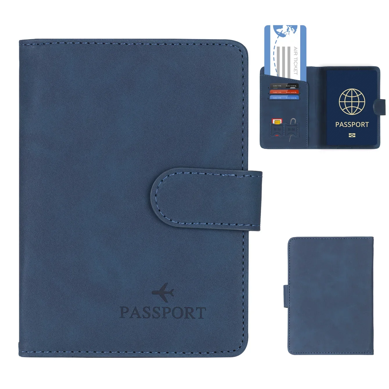 Unisex RFID Blocking Leather Passport Holder Cover Wallet