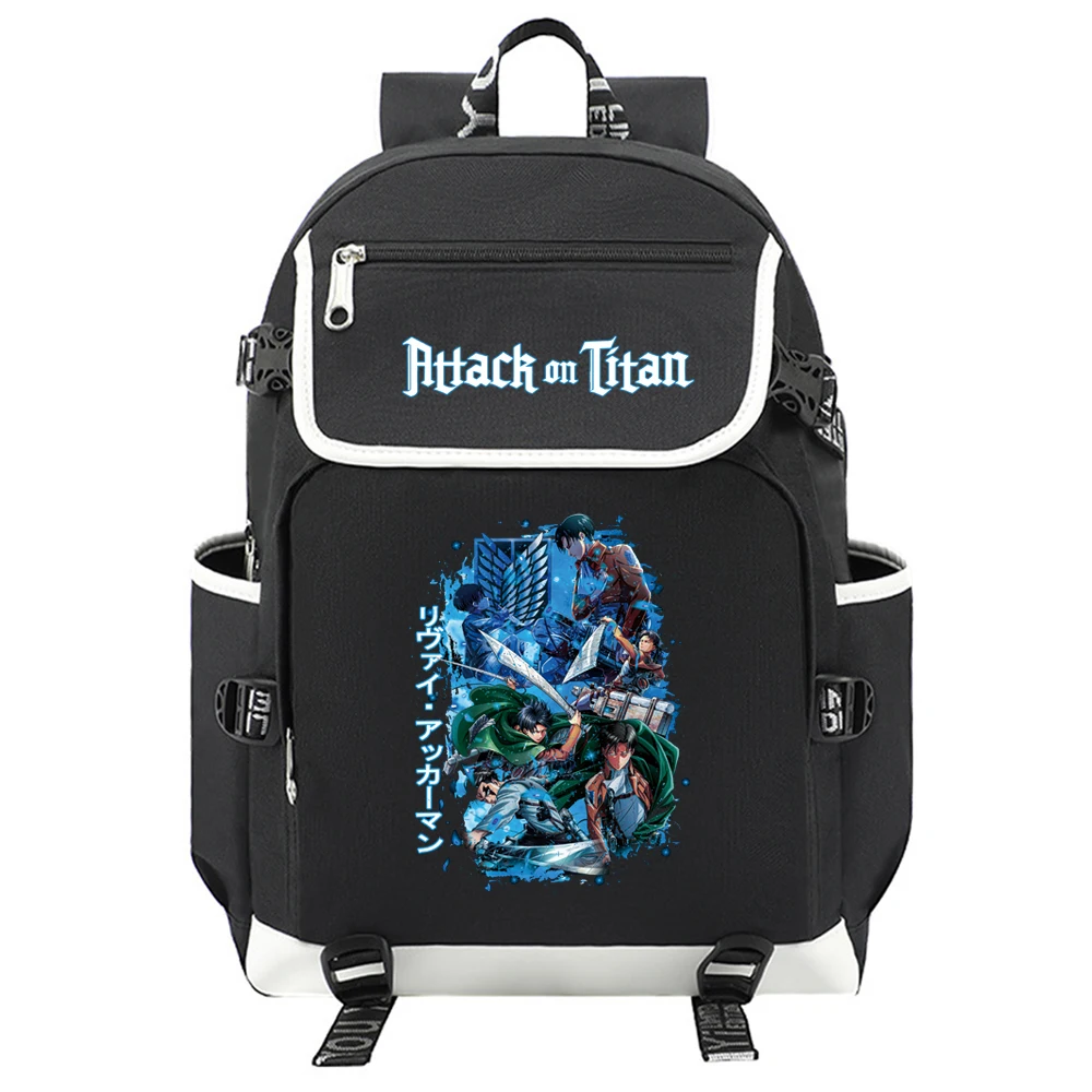 

Anime Attack On Titan Levi Ackerman Backpack School Bags Travel Backpacks Outdoor Sport Usb Charging Gifts