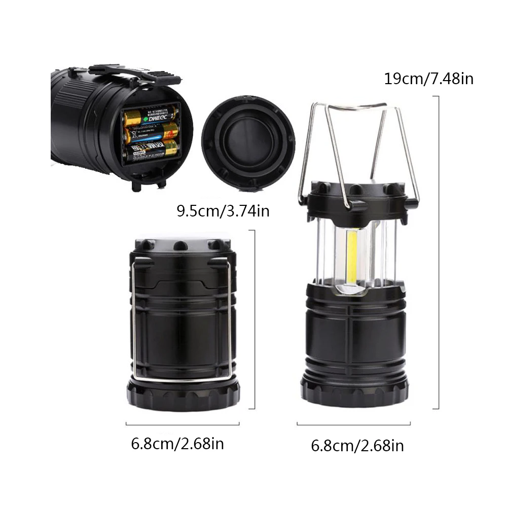 1pcs 텐트 LED 배터리 랜턴 텔레스코픽 토치 캠핑 램프 건전지로 구동되는 방수 비상 조명