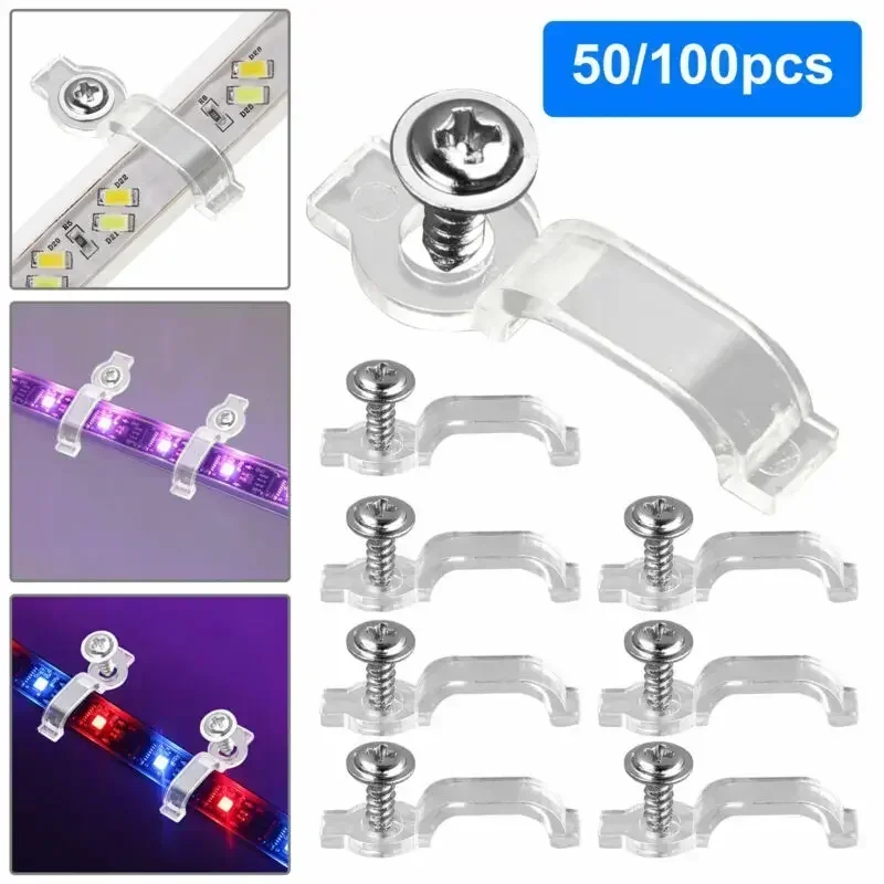50 Clips Pour Bande LED - Support Avec Vis Et Adhésif, Largeur 10mm - Neuf Uxcell