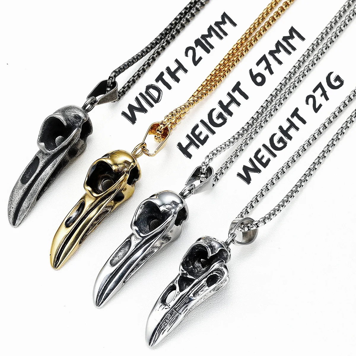 Ciondoli Con Teschio Di Corvo Collana Da Uomo In Acciaio Inossidabile Guerra Danneggiata Catena Di Scheletro Gotico Rock Punk Party Per Amico Regalo Di Gioielli Maschili - Foto 14