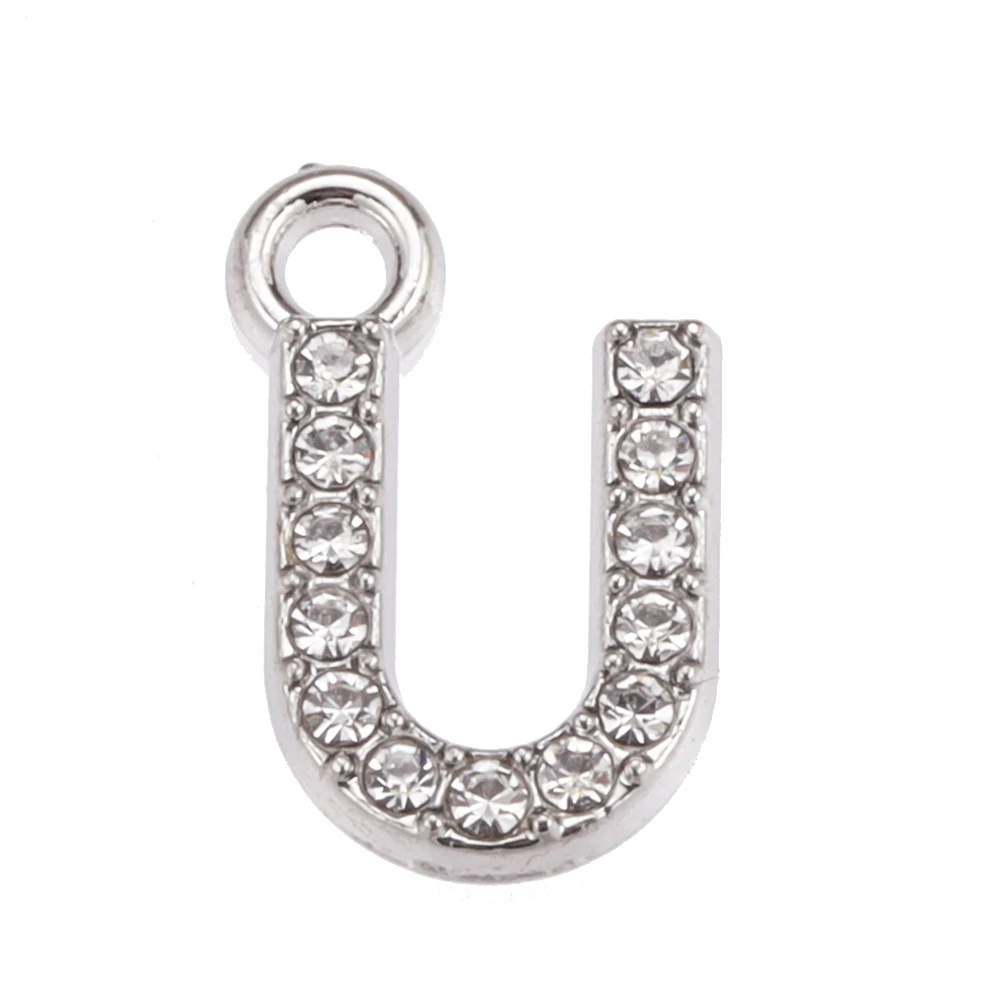 10/26 stücke Silber Farbe Legierung Kristall Mini Alphabet 26 Buchstaben Charms Anhänger für Frauen Halskette Ohrring Schmuck Zubehör – Detail 25