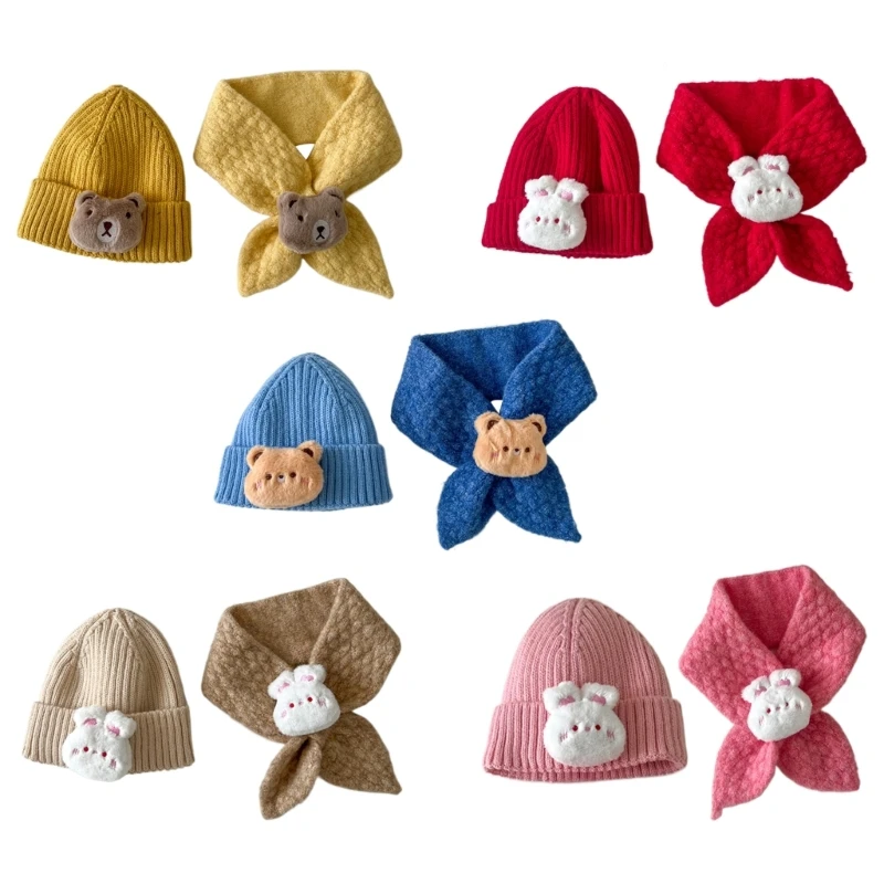 

Cartoon Neckerchief and Beanie Cap for Infant Girls Boys Aged 3-8 Years