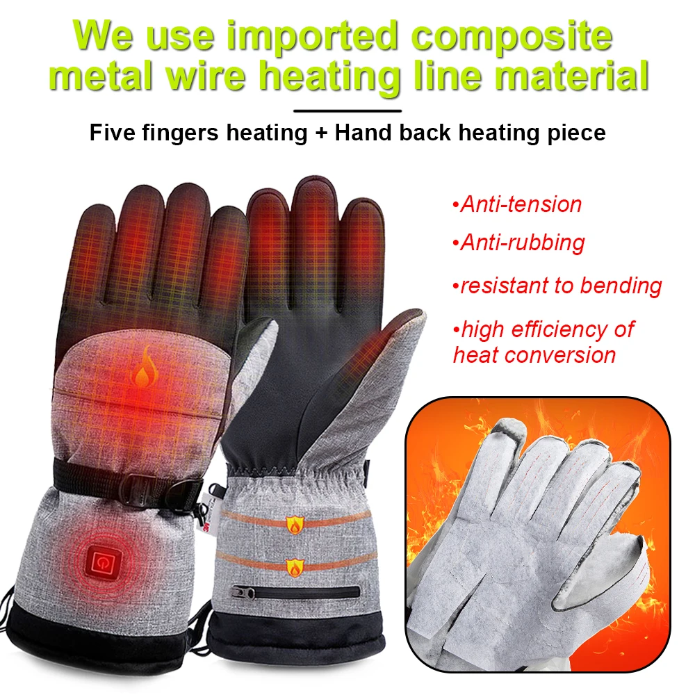 

Motorcycle Heated Gloves Moto Warming Touch Screen Gloves Waterproof Protection Kits For Outdoor Cycling Winter No Battery