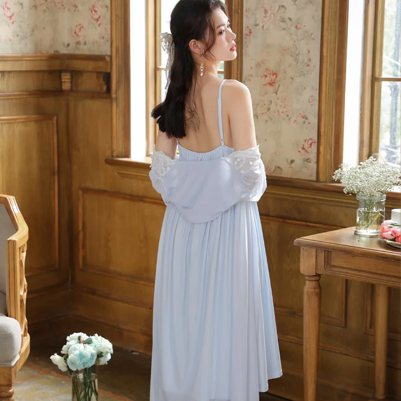 Fairy Mesh Princess Pajamas Set Female Bride Dress Romantic Retro Palace Style Victorian Pajamas