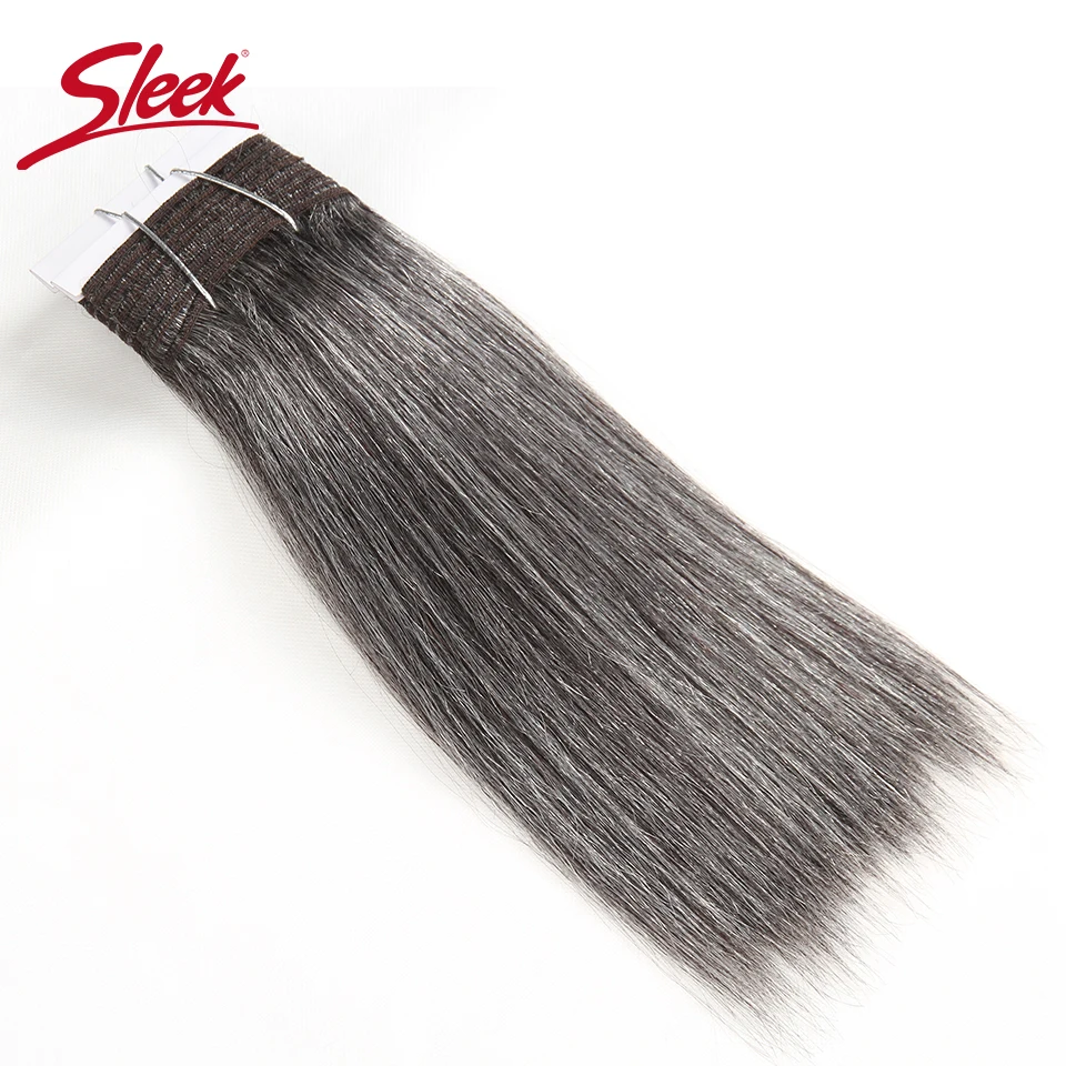 Sleek Brazilian Yaki Straight Grey Hair Bundles Colored 44 34 280 51 Black Nature Remy Gray Human Hair Extension