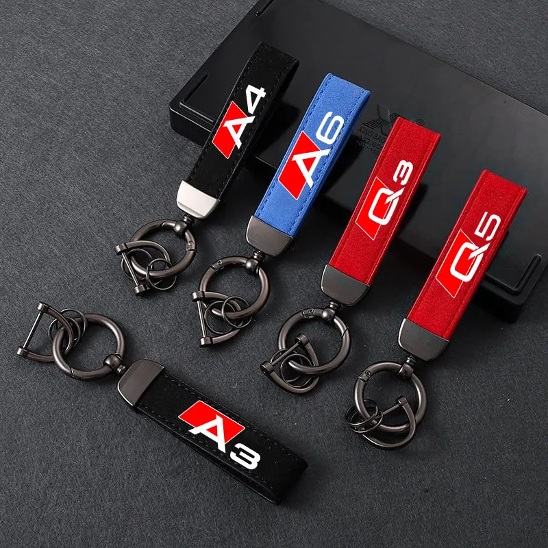 

Car Suede Keychain Sport Key Ring Custom Gift With Logo For AUDI A1 A3 A4 A5 A6 A7 A8 Q3 Q5 Q7 Q8 Car Accessories