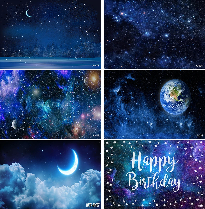 

Glitter Little Stars Night Photography Backdrop Dark Blue Starry Sky Children Birthday Party Decoration Banner Photo Background