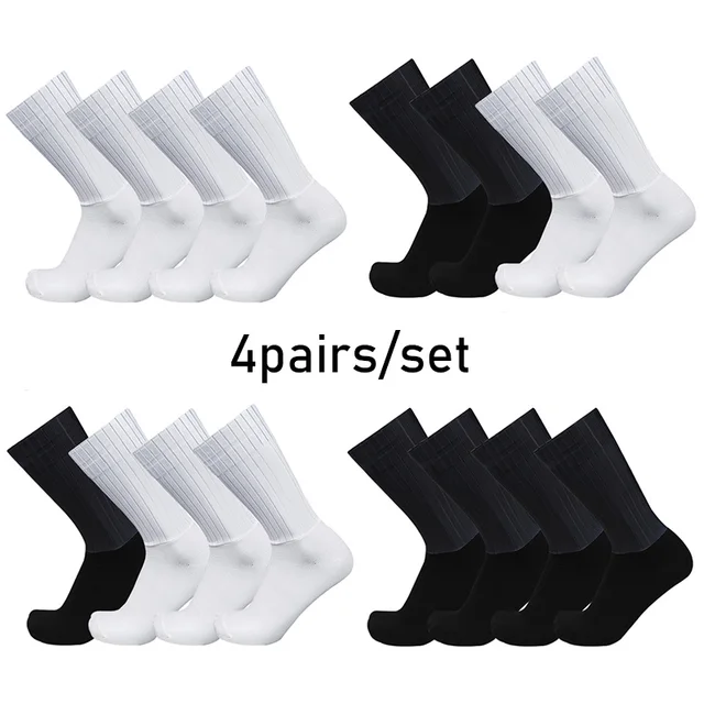 Aero couleur Pure cyclisme 4 paires/ensemble chaussettes de sport Silicone anti-dérapant Pro course vélo chaussettes été Cool Calcetines Ciclismo 1