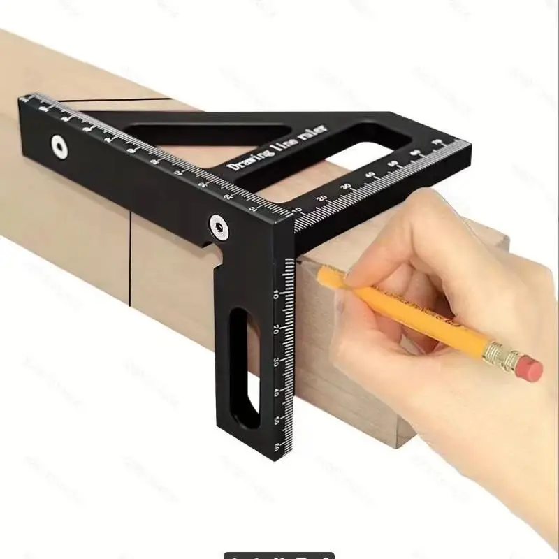각도기 드로잉 라인 미터 삼각형 레이아웃 도구 3D 다각도 알루미늄 레드 측정자 45/90도 목공용 각도자