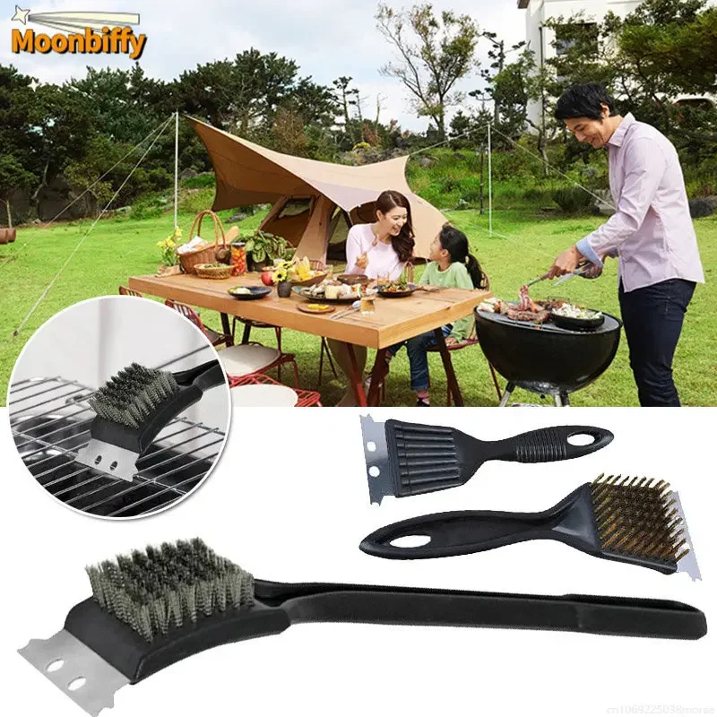 For Barbecue Grill Brush Steel Wire Bristles BBQ Stainless Steel Cleaning Brushes Durable Cooking Tool Outdoor Home BBQ Gas Kit