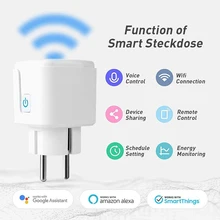 Tuya Wifi Smart Socket, EU 20A Alexa/ Alice Voice Remote Timer Plug, Smart Home Via Smart Life Real-time Power Monitoring