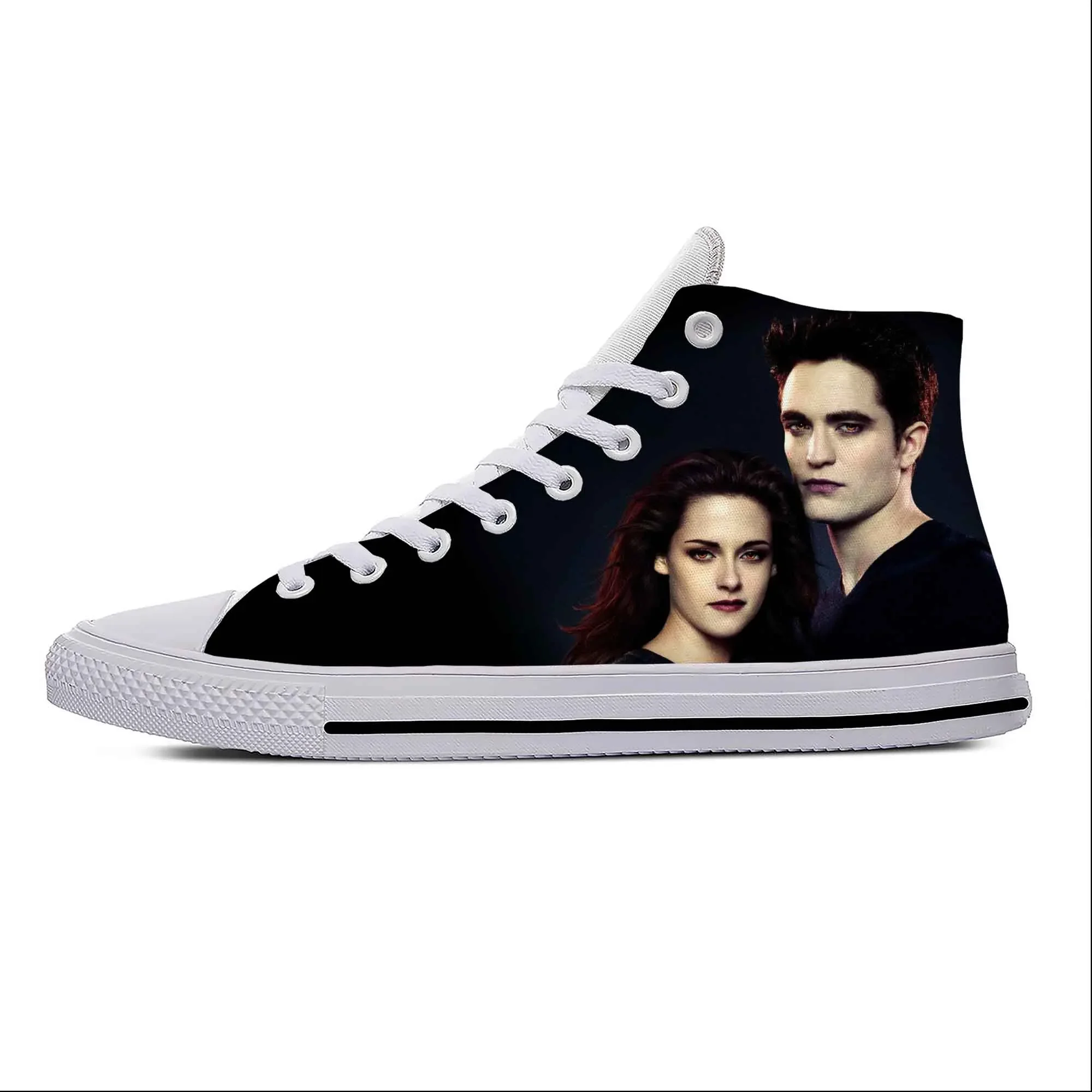 Cartoon Bella Edward Twilight Saga Movie Vampire Casual Cloth Shoes High Top Men Women Sneakers High Help Classic Board Shoes