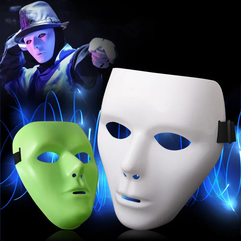 Nuovo Halloween Cool Pvc Kamen Rider Ghost Dance Hip Hop Mask White Night Lights Mask Per Home Bar Nightclub Party Puntelli Forniture