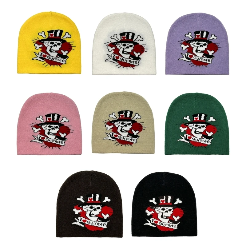 

New Slouchy Cotton Winter Warm Skull Cap Knitted Beanie Y2k Accessories