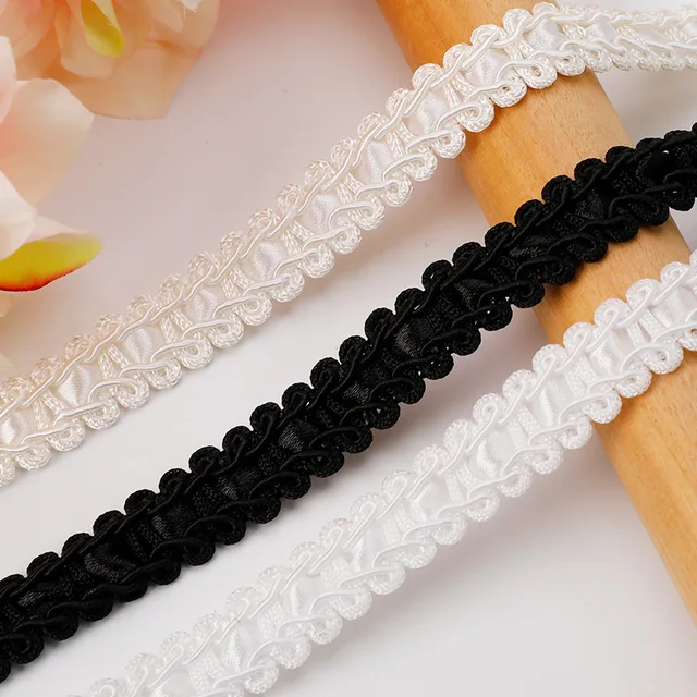 2m White Beige Black Centipede Braided Curve Lace Ribbon Pillow