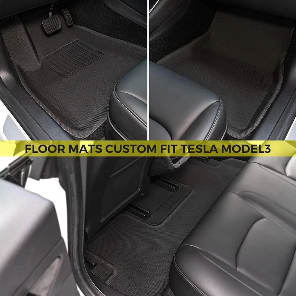 Car Floor Mats Floor Mats 3D For Tesla Model 3 Model Y Fit 3 Layer XPE Trunk Storage Waterproof Non-Slip Carpet