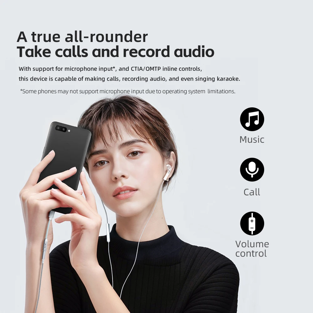 FiiO/JadeAudio JA11 USB C타입-3.5mm 이어폰/헤드폰 어댑터, USB C 케이블-3.5 오디오 보조 케이블, IOS 안드로이드용