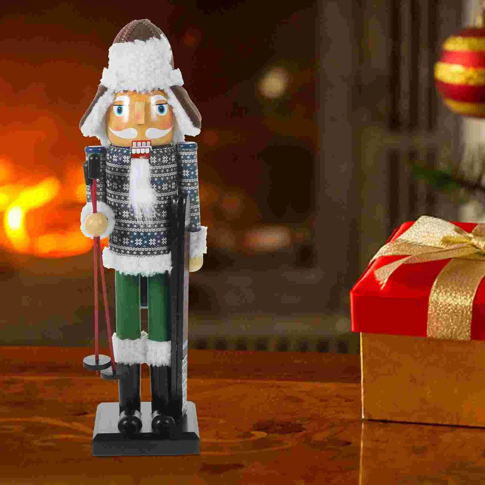 

36cm Christmas Nutcracker Figure Desktop Nutcracker Skier Soldier Statue Holiday Decor Table Ornaments Figurine Party Decoration