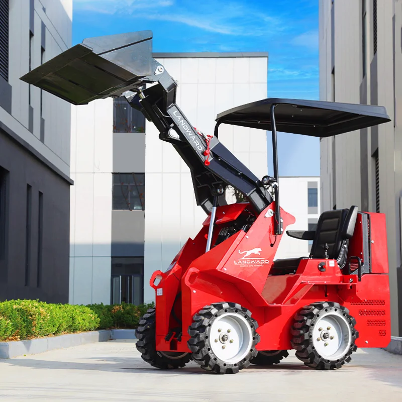 Euro 5 Home Wheel Skid Steer Loader Small 4WD Loading Transporter Diesel Power Crawler Mini Skid Loader Customized