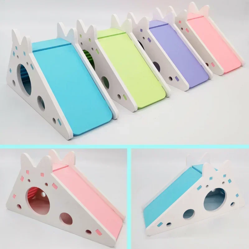 Funny Hamster Slide Toy Guinea Pig Assembled Slide Toys Chinchillas Hamster House Cage Breathable Accessories pet hamster toys